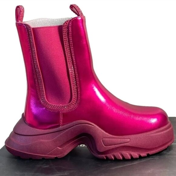 Metallic Hot Pink Chunky Platform Boot NWT - Picture 1 of 2